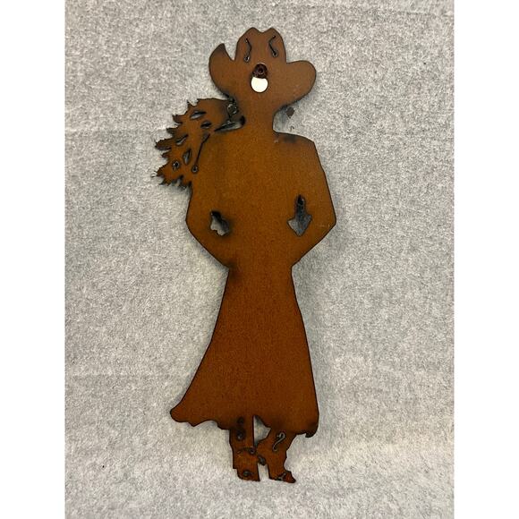 Cowgirl Handmade Rusted Steel Southwest Native Western Jewelry Hanging Decor - Picture 7 of 8